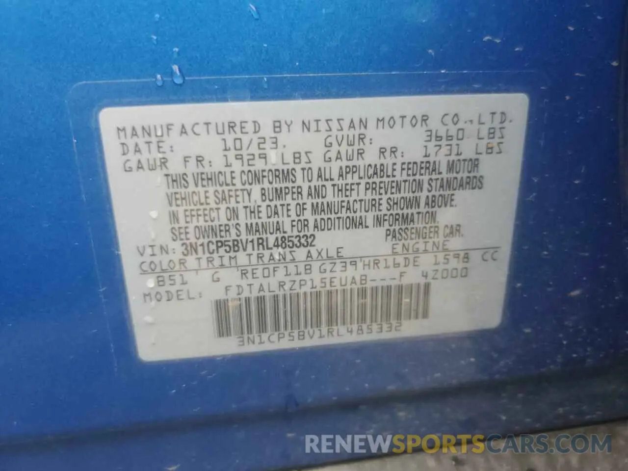 15 Photograph of a damaged car 3N1CP5BV1RL485332 NISSAN KICKS 2024