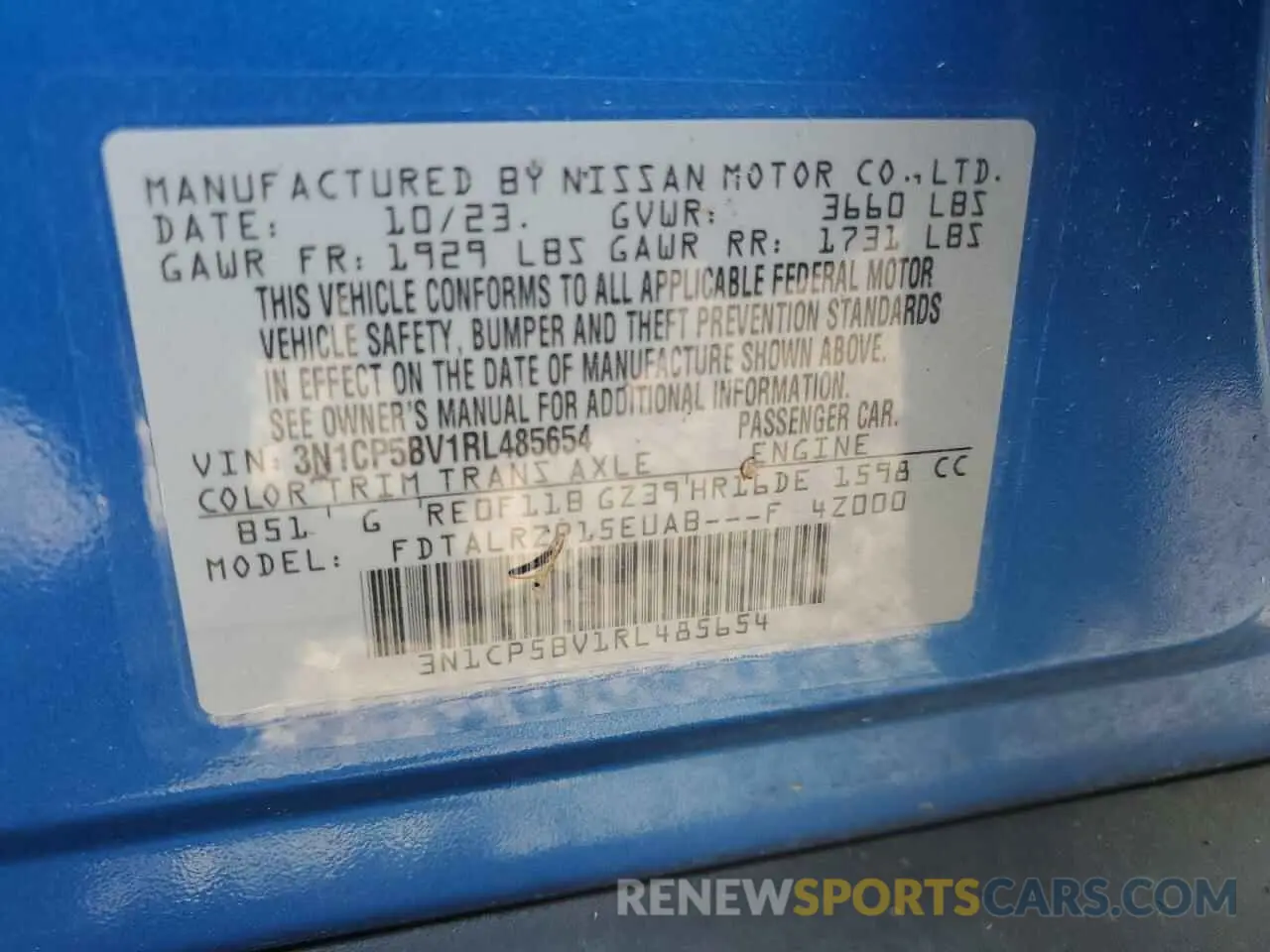 15 Photograph of a damaged car 3N1CP5BV1RL485654 NISSAN KICKS 2024