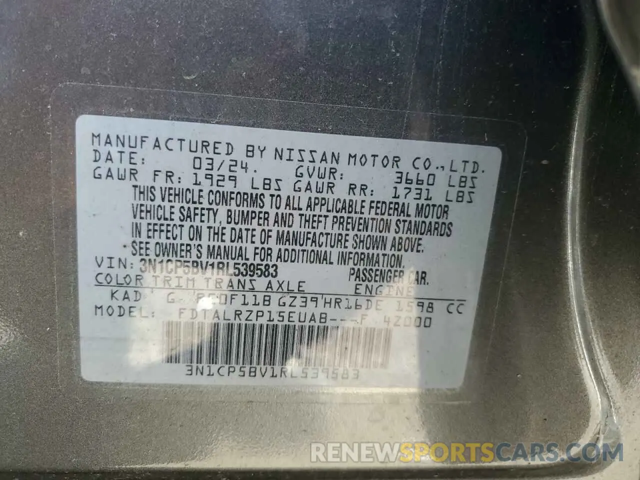 13 Photograph of a damaged car 3N1CP5BV1RL539583 NISSAN KICKS 2024