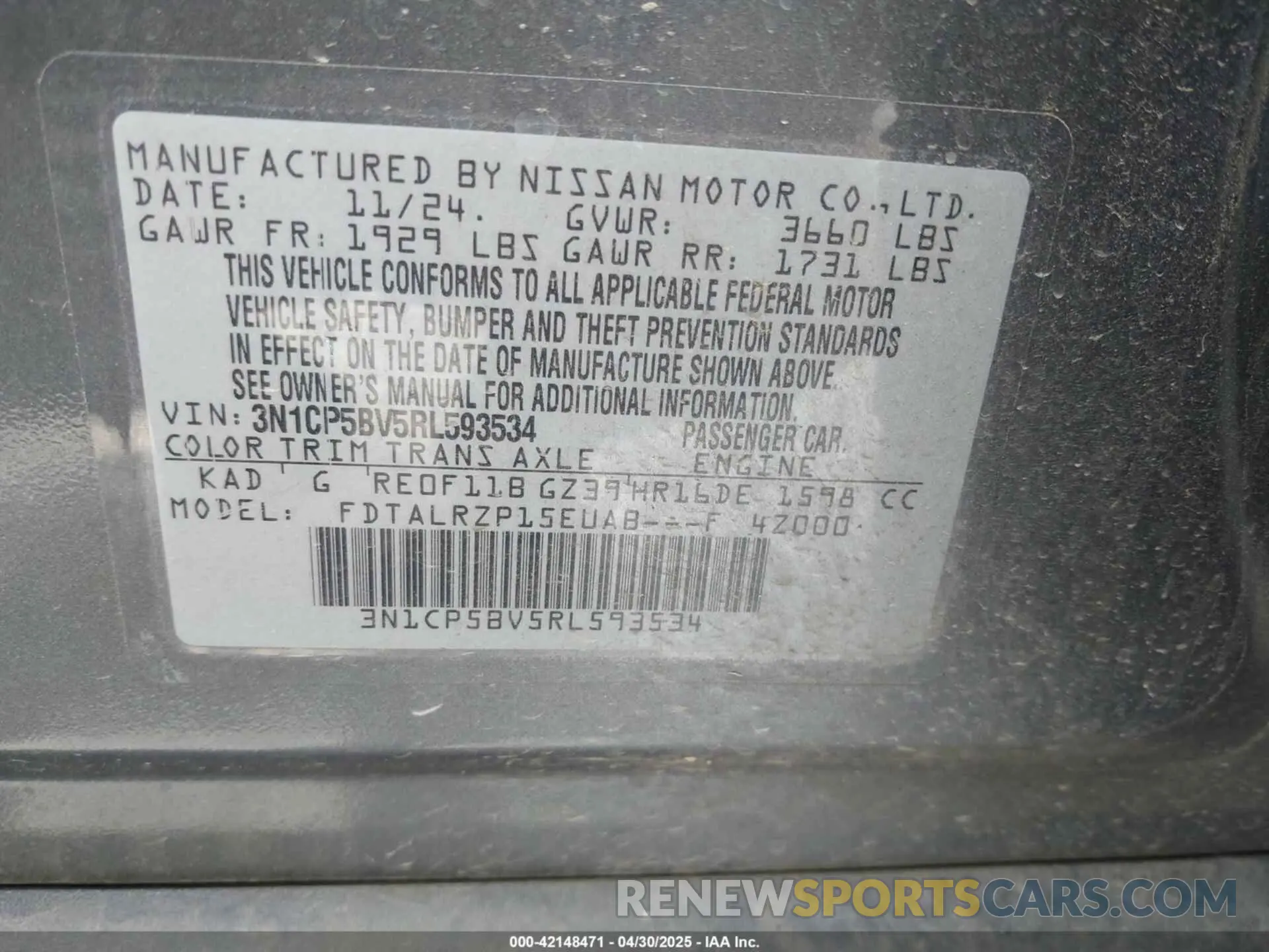 9 Photograph of a damaged car 3N1CP5BV5RL593534 NISSAN KICKS 2024