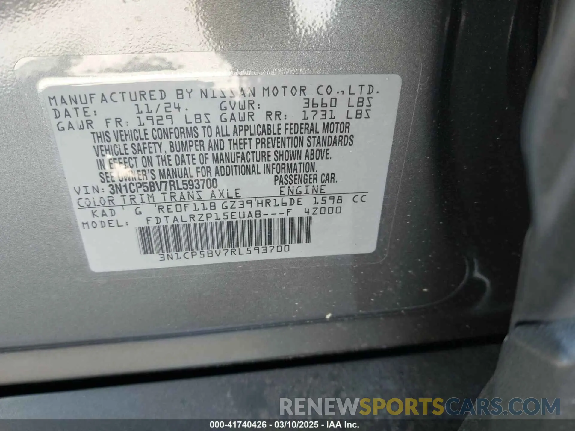 9 Photograph of a damaged car 3N1CP5BV7RL593700 NISSAN KICKS 2024