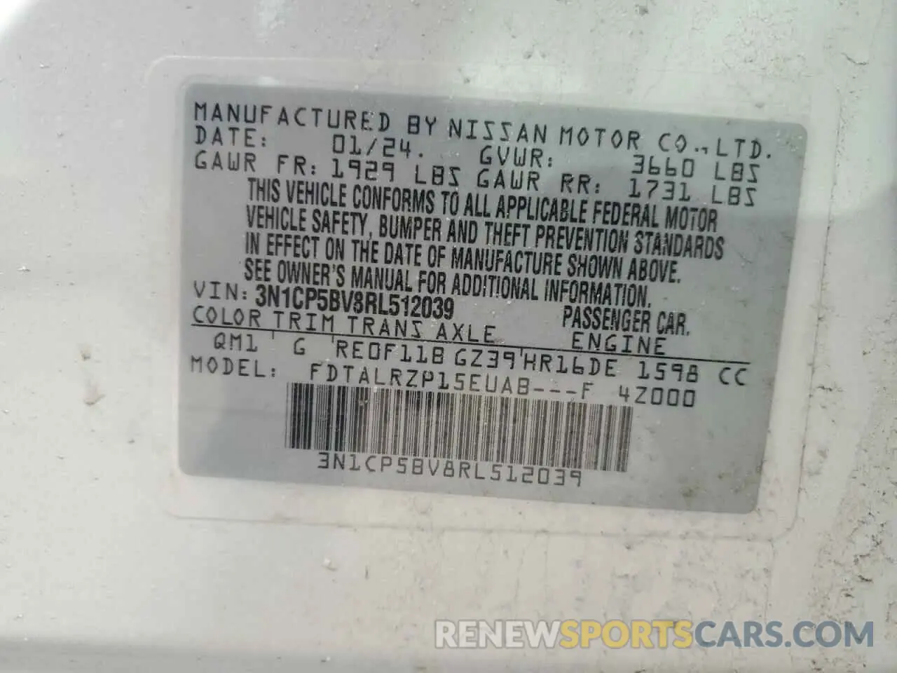 14 Photograph of a damaged car 3N1CP5BV8RL512039 NISSAN KICKS 2024