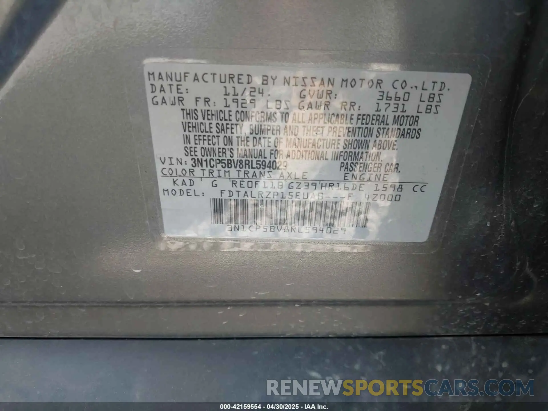 9 Photograph of a damaged car 3N1CP5BV8RL594029 NISSAN KICKS 2024