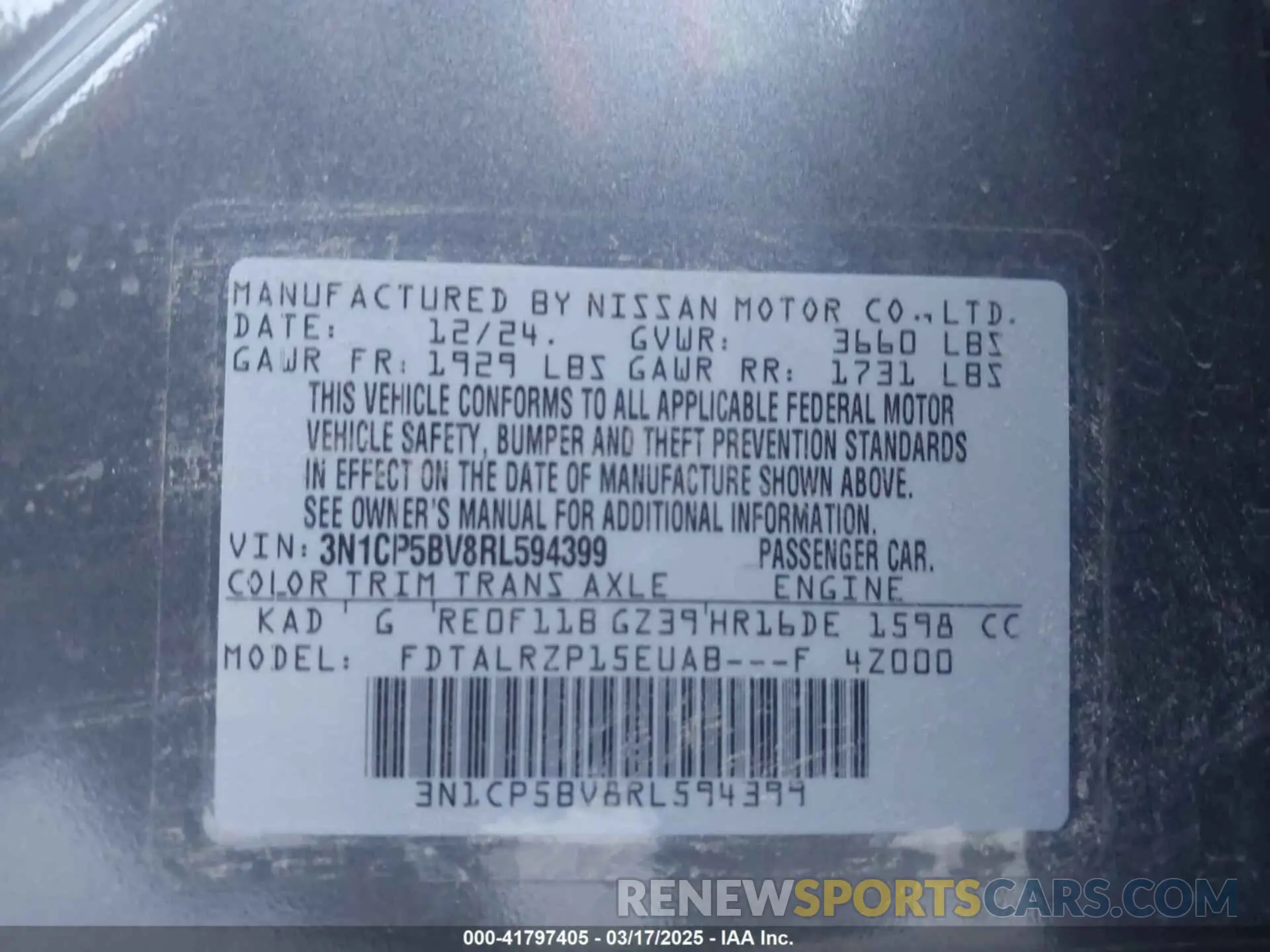 9 Photograph of a damaged car 3N1CP5BV8RL594399 NISSAN KICKS 2024