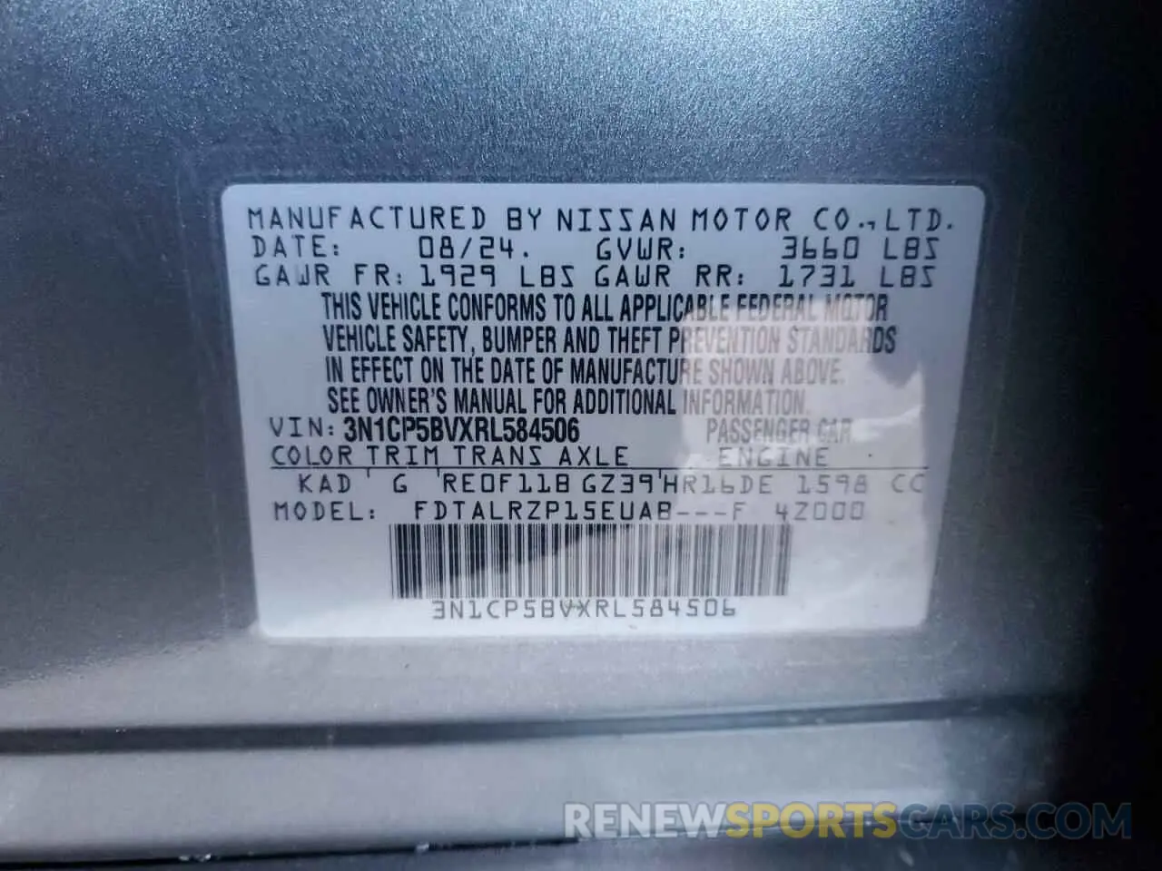 14 Photograph of a damaged car 3N1CP5BVXRL584506 NISSAN KICKS 2024