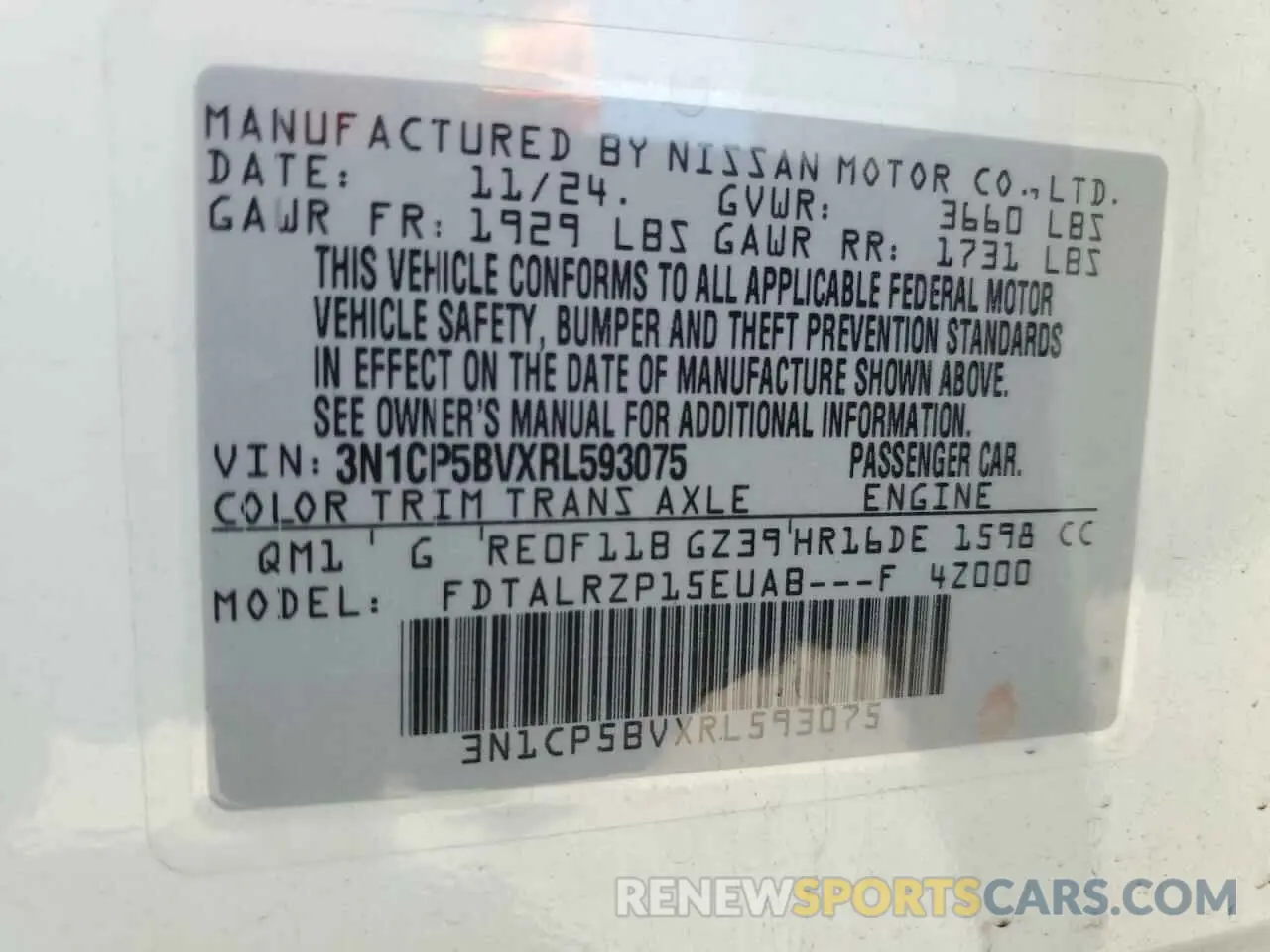 14 Photograph of a damaged car 3N1CP5BVXRL593075 NISSAN KICKS 2024