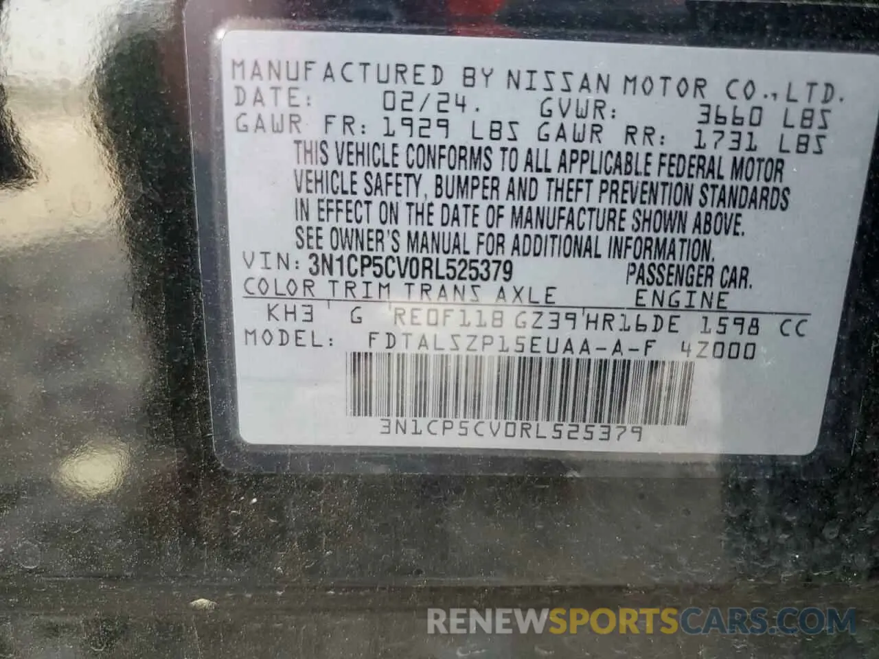 16 Photograph of a damaged car 3N1CP5CV0RL525379 NISSAN KICKS 2024