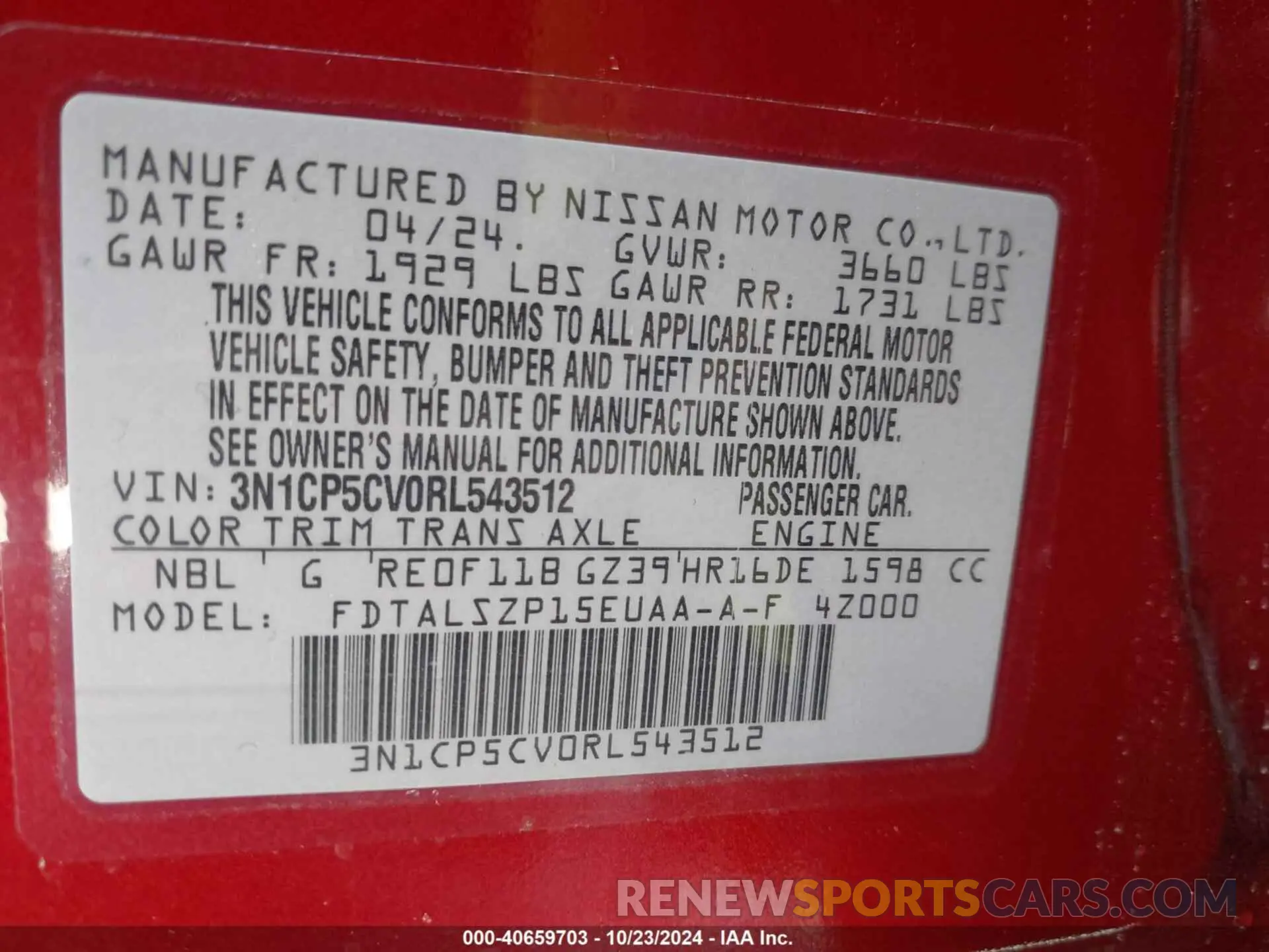 9 Photograph of a damaged car 3N1CP5CV0RL543512 NISSAN KICKS 2024