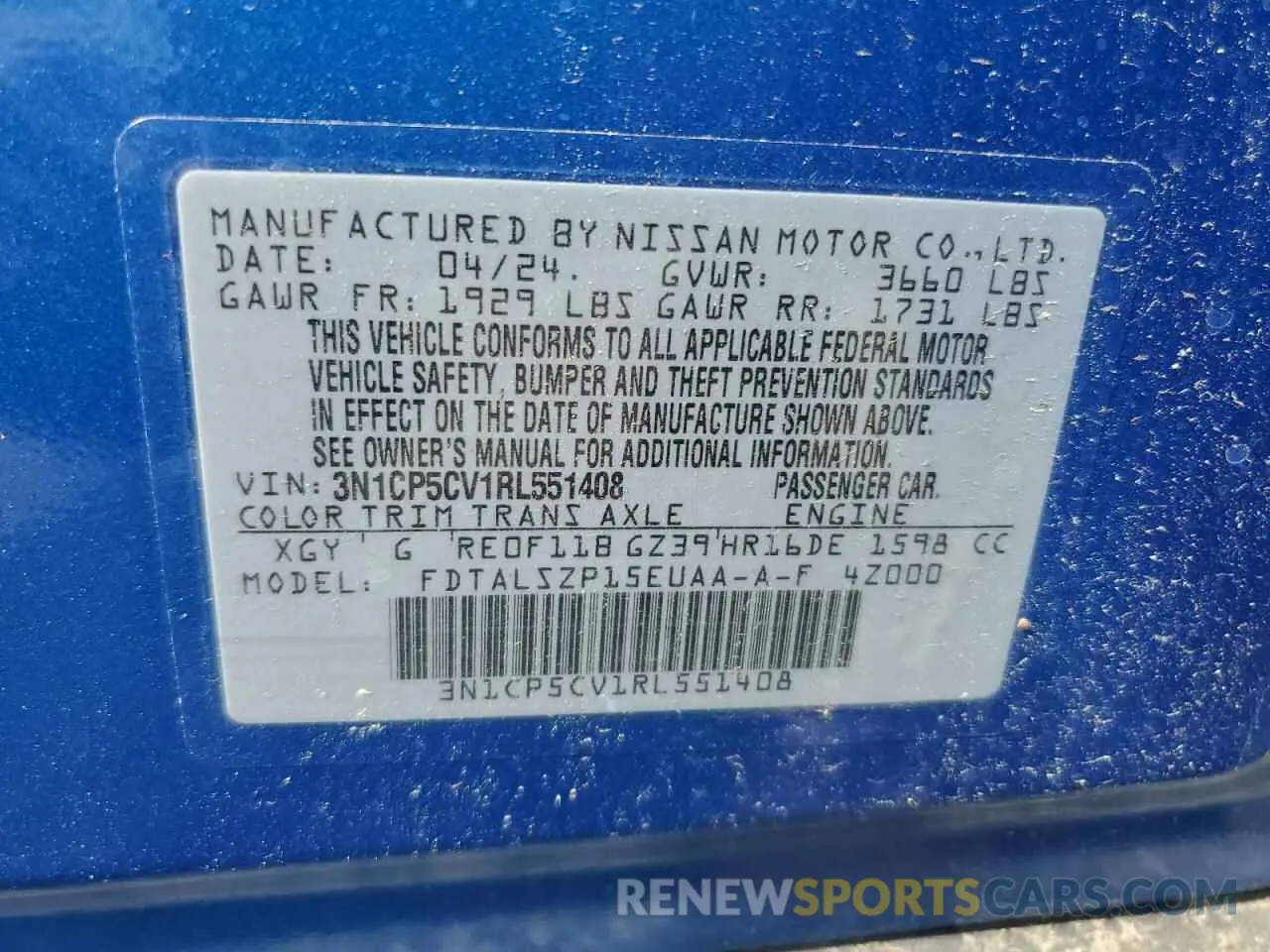 14 Photograph of a damaged car 3N1CP5CV1RL551408 NISSAN KICKS 2024