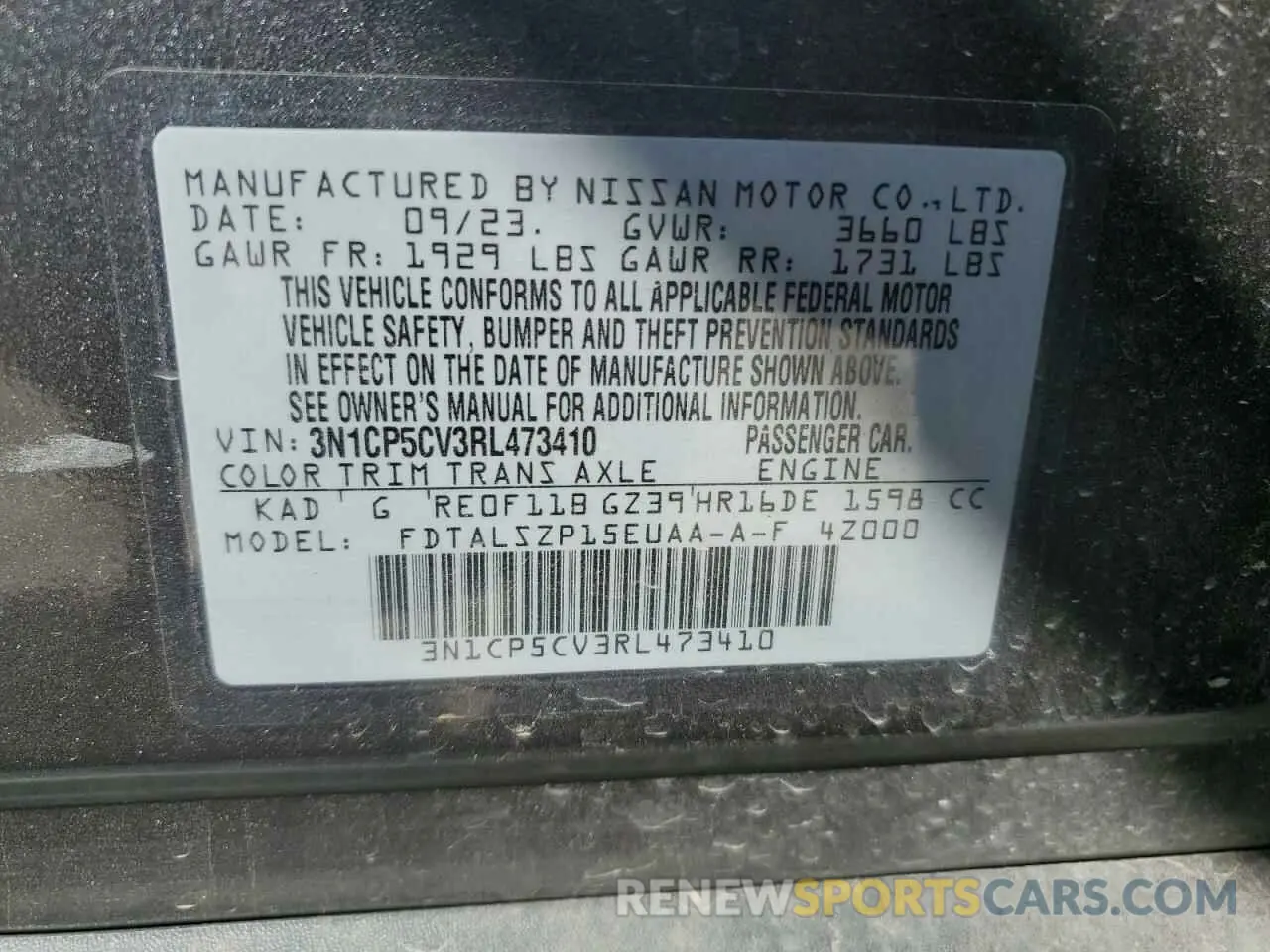 15 Photograph of a damaged car 3N1CP5CV3RL473410 NISSAN KICKS 2024