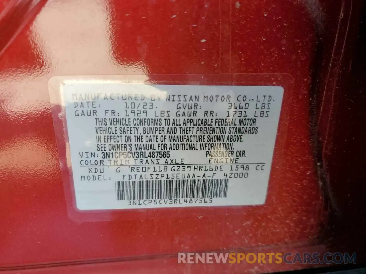 14 Photograph of a damaged car 3N1CP5CV3RL487565 NISSAN KICKS 2024