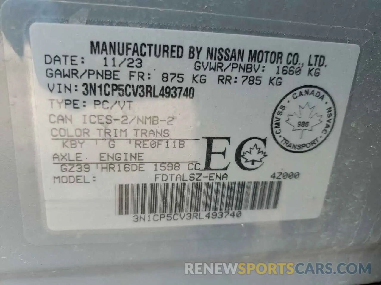 12 Photograph of a damaged car 3N1CP5CV3RL493740 NISSAN KICKS 2024