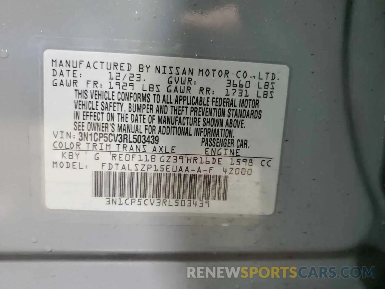 14 Photograph of a damaged car 3N1CP5CV3RL503439 NISSAN KICKS 2024