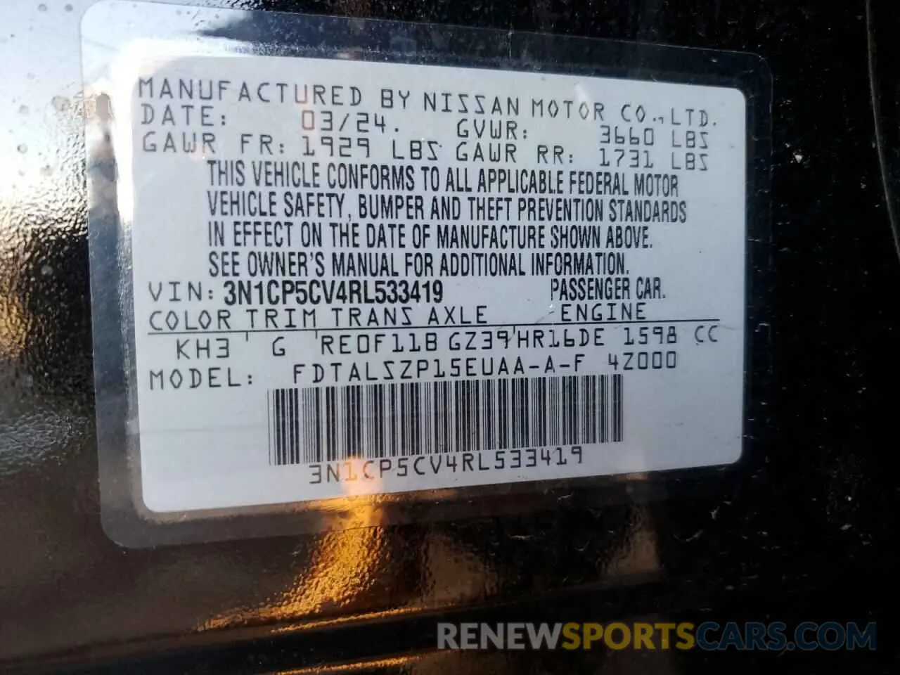 12 Photograph of a damaged car 3N1CP5CV4RL533419 NISSAN KICKS 2024