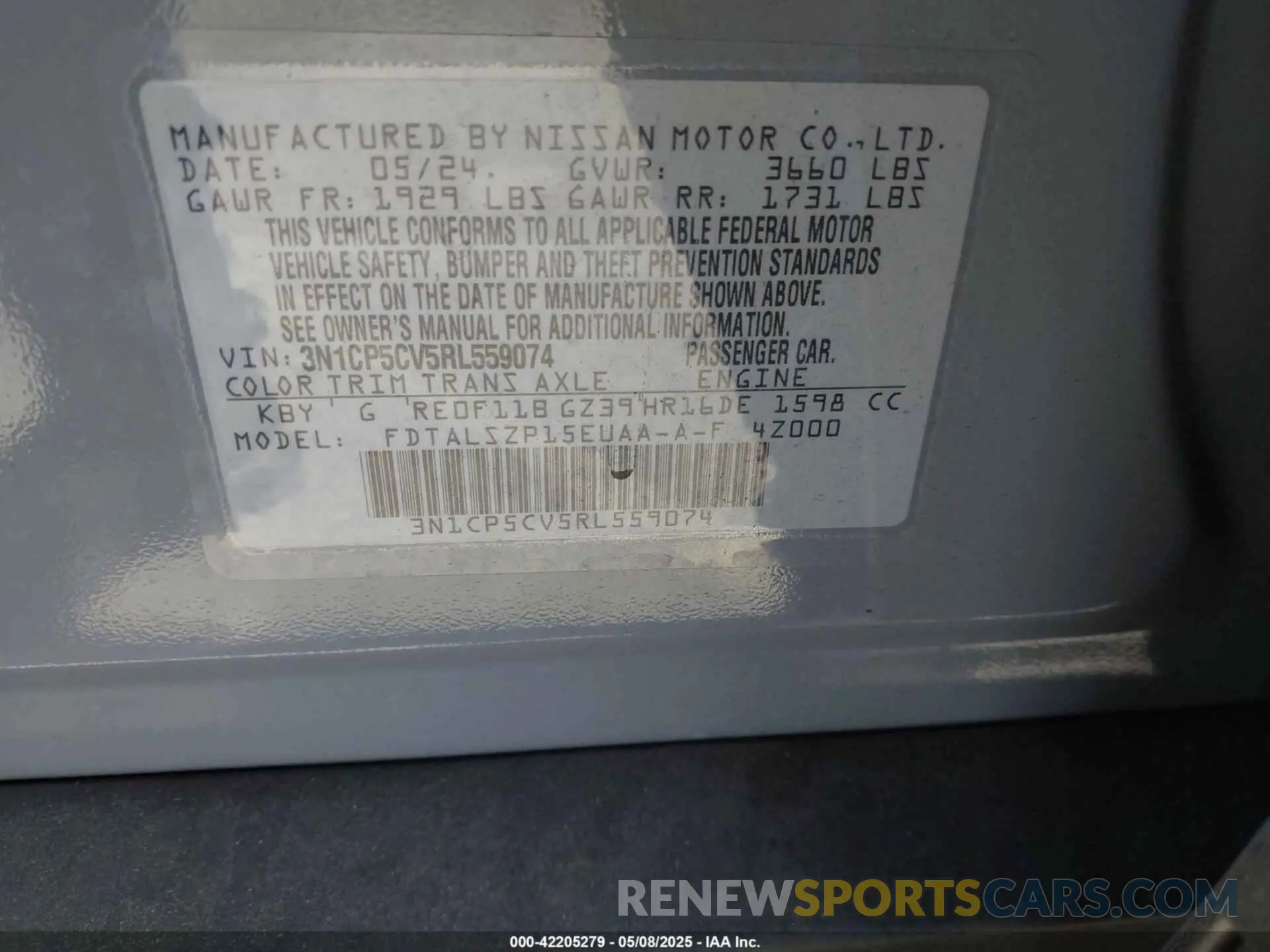 9 Photograph of a damaged car 3N1CP5CV5RL559074 NISSAN KICKS 2024