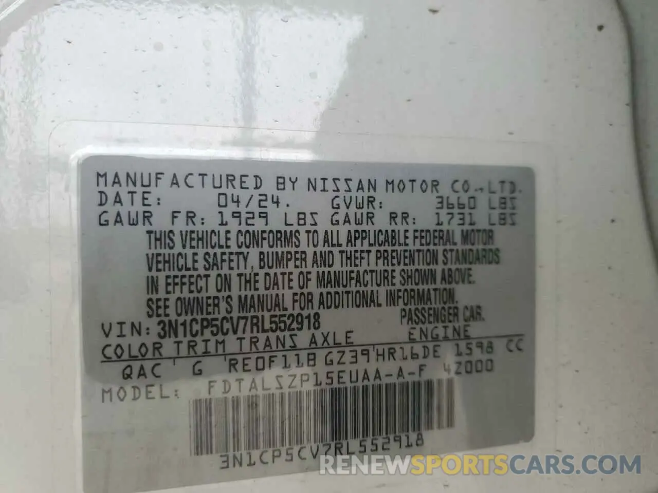 14 Photograph of a damaged car 3N1CP5CV7RL552918 NISSAN KICKS 2024