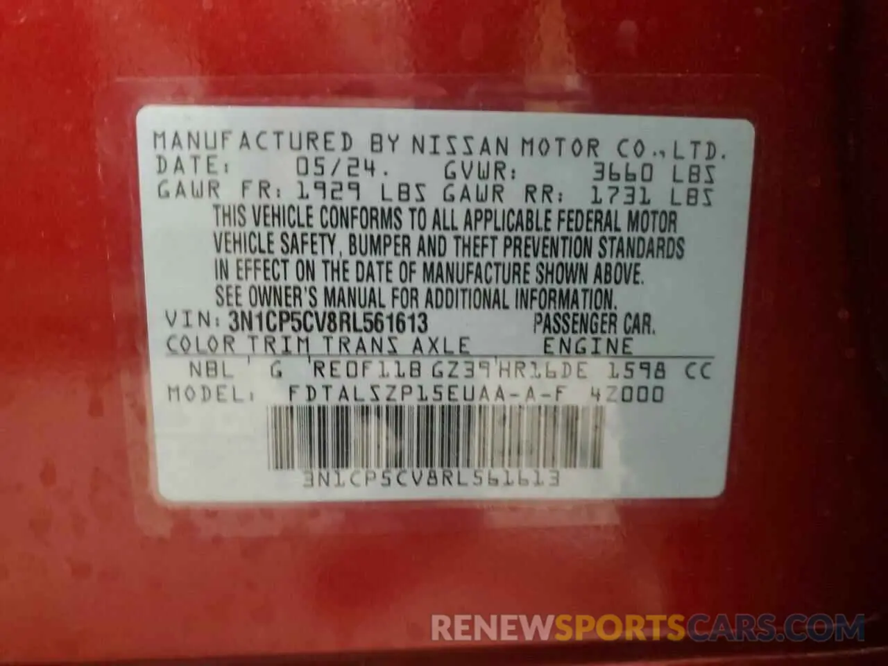 14 Photograph of a damaged car 3N1CP5CV8RL561613 NISSAN KICKS 2024