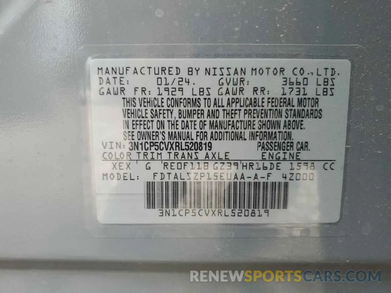 14 Photograph of a damaged car 3N1CP5CVXRL520819 NISSAN KICKS 2024