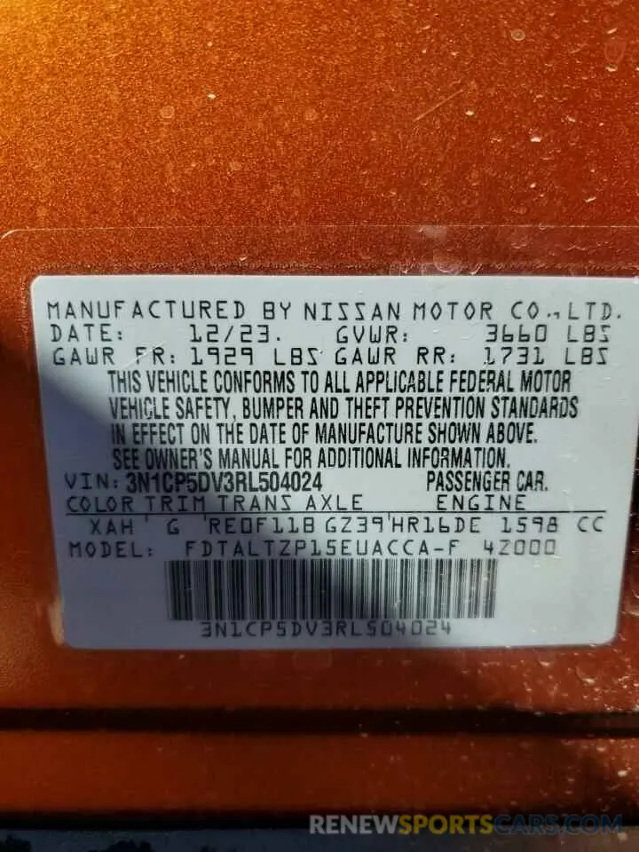 13 Photograph of a damaged car 3N1CP5DV3RL504024 NISSAN KICKS 2024