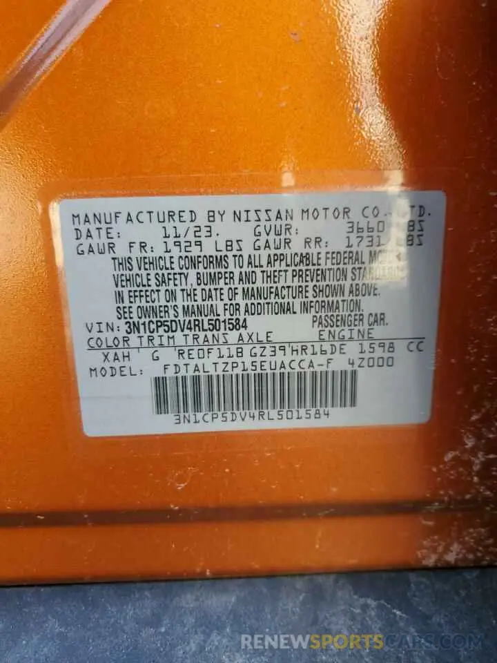14 Photograph of a damaged car 3N1CP5DV4RL501584 NISSAN KICKS 2024
