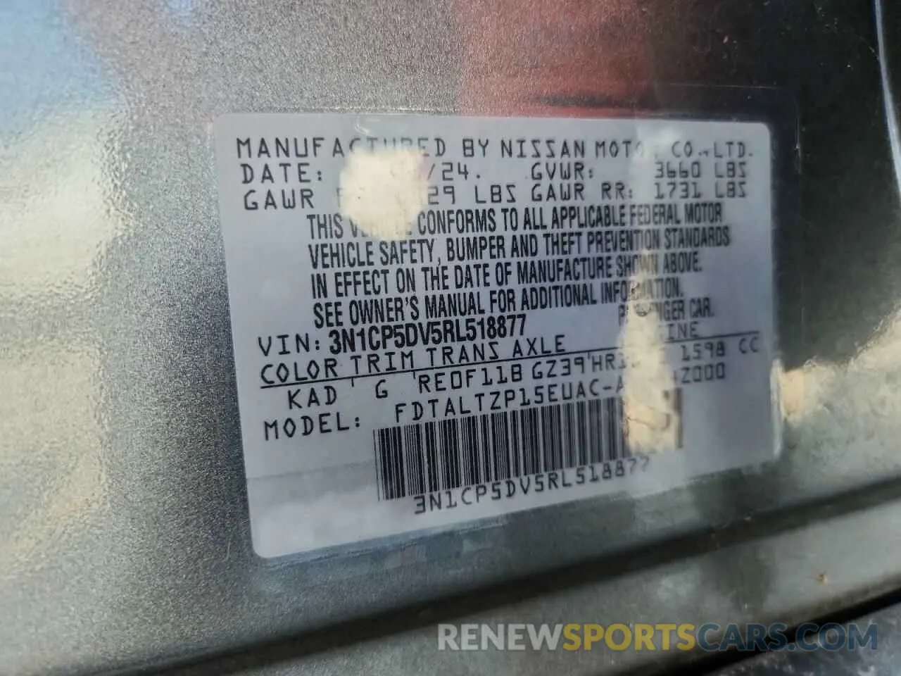 14 Photograph of a damaged car 3N1CP5DV5RL518877 NISSAN KICKS 2024