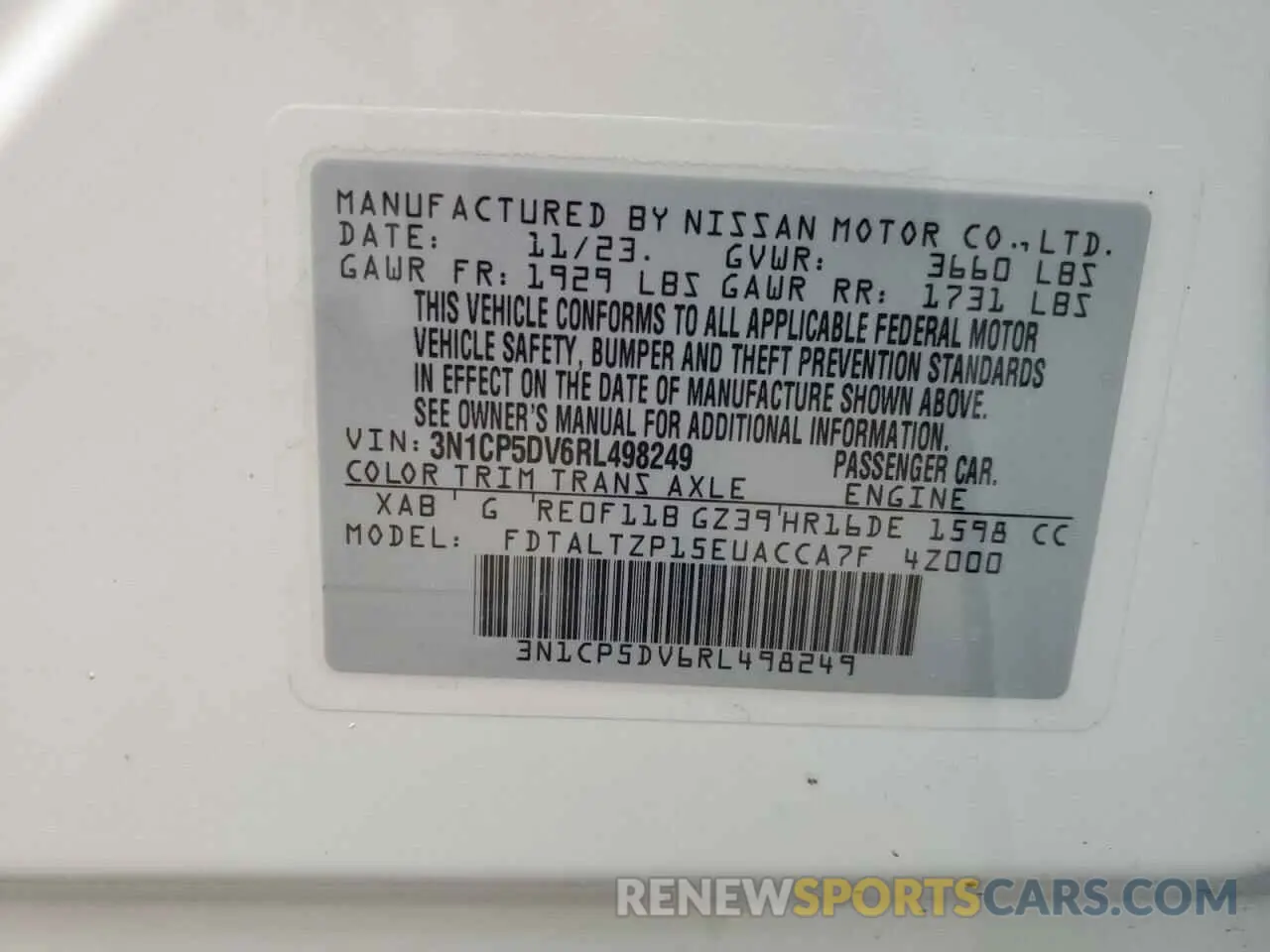 14 Photograph of a damaged car 3N1CP5DV6RL498249 NISSAN KICKS 2024