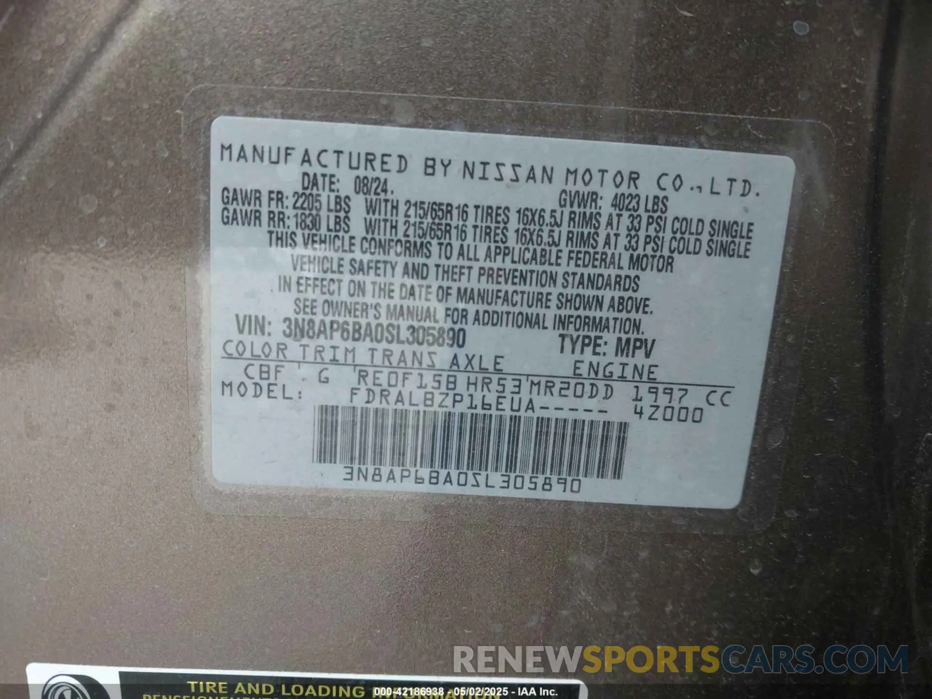 9 Photograph of a damaged car 3N8AP6BA0SL305890 NISSAN KICKS 2025