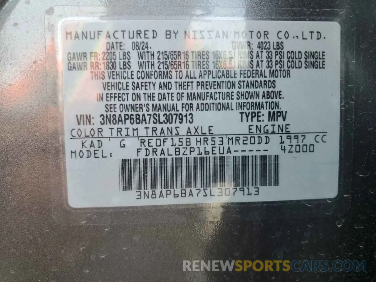12 Photograph of a damaged car 3N8AP6BA7SL307913 NISSAN KICKS 2025