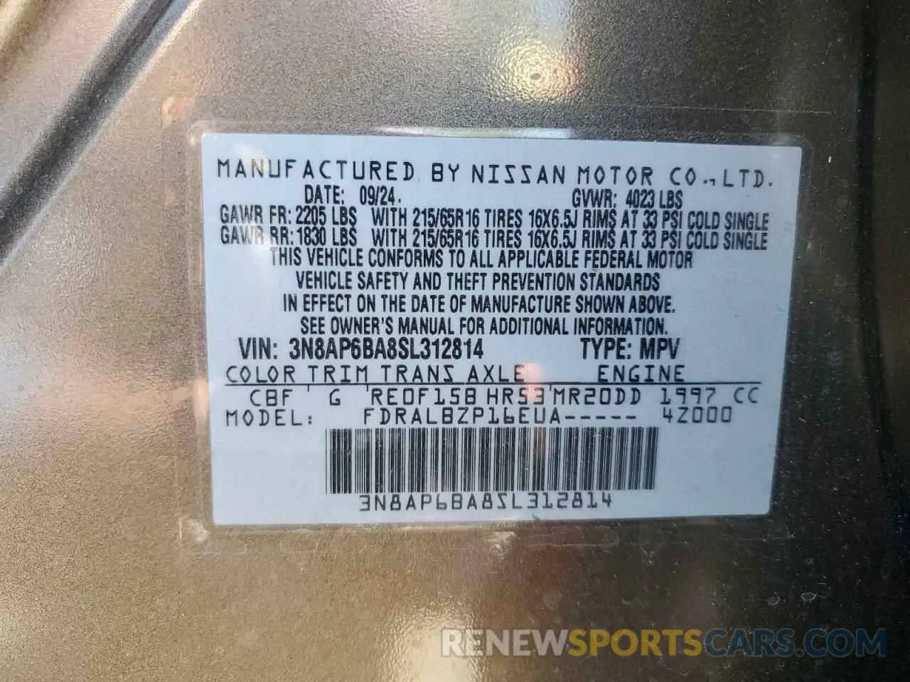 13 Photograph of a damaged car 3N8AP6BA8SL312814 NISSAN KICKS 2025