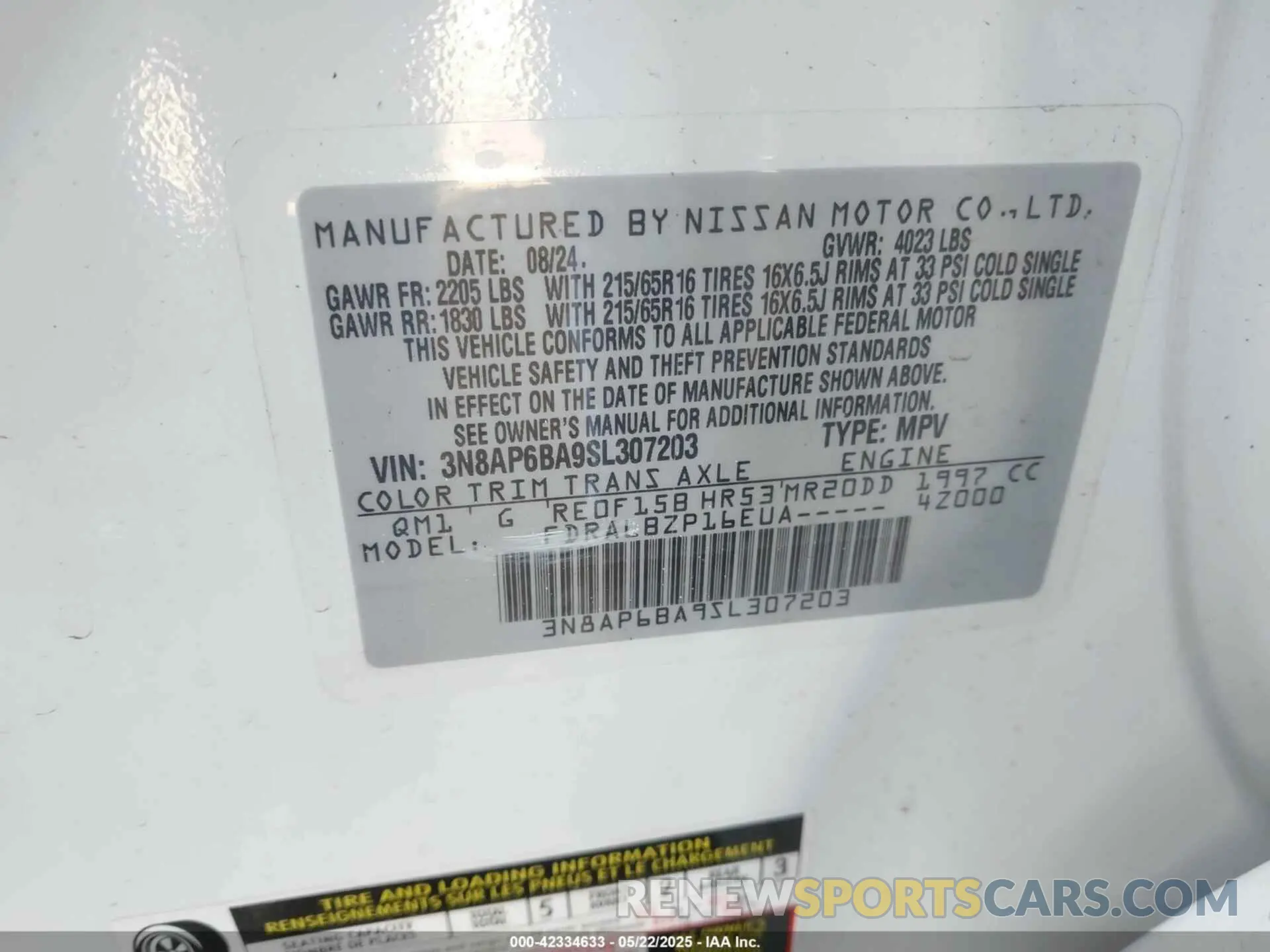 9 Photograph of a damaged car 3N8AP6BA9SL307203 NISSAN KICKS 2025