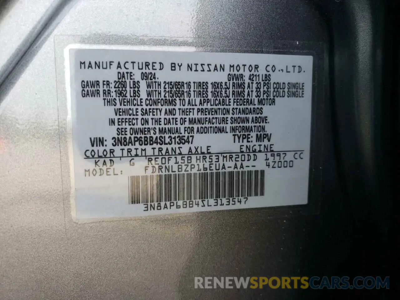 14 Photograph of a damaged car 3N8AP6BB4SL313547 NISSAN KICKS 2025