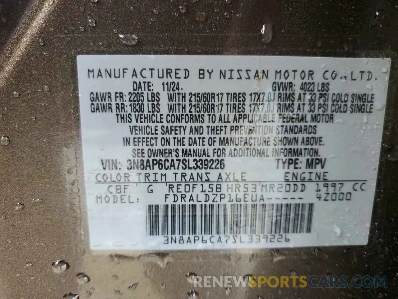 14 Photograph of a damaged car 3N8AP6CA7SL339226 NISSAN KICKS 2025