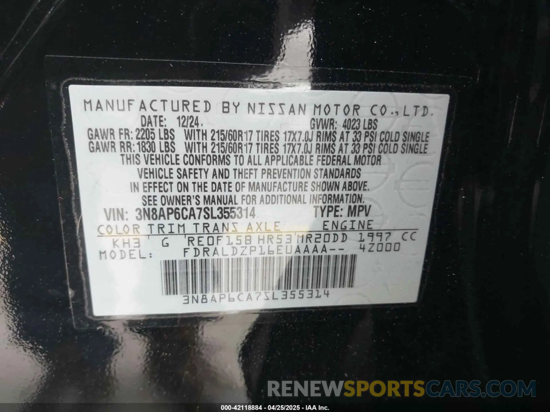 9 Photograph of a damaged car 3N8AP6CA7SL355314 NISSAN KICKS 2025