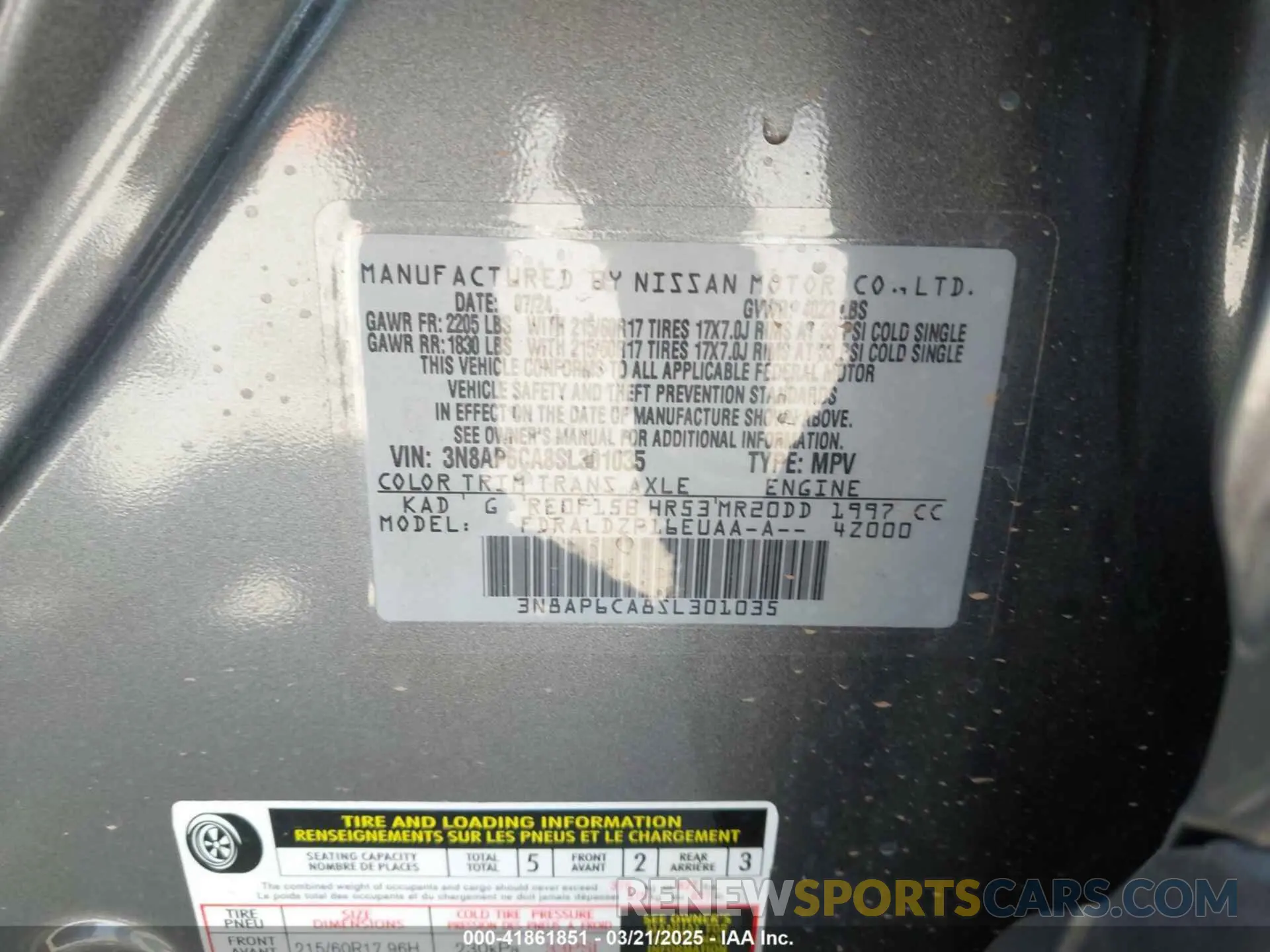 9 Photograph of a damaged car 3N8AP6CA8SL301035 NISSAN KICKS 2025