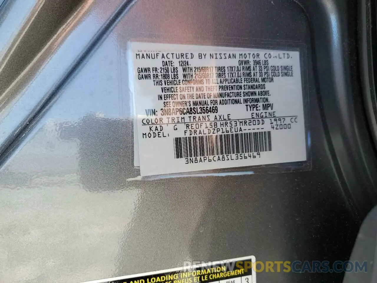 13 Photograph of a damaged car 3N8AP6CA8SL356469 NISSAN KICKS 2025
