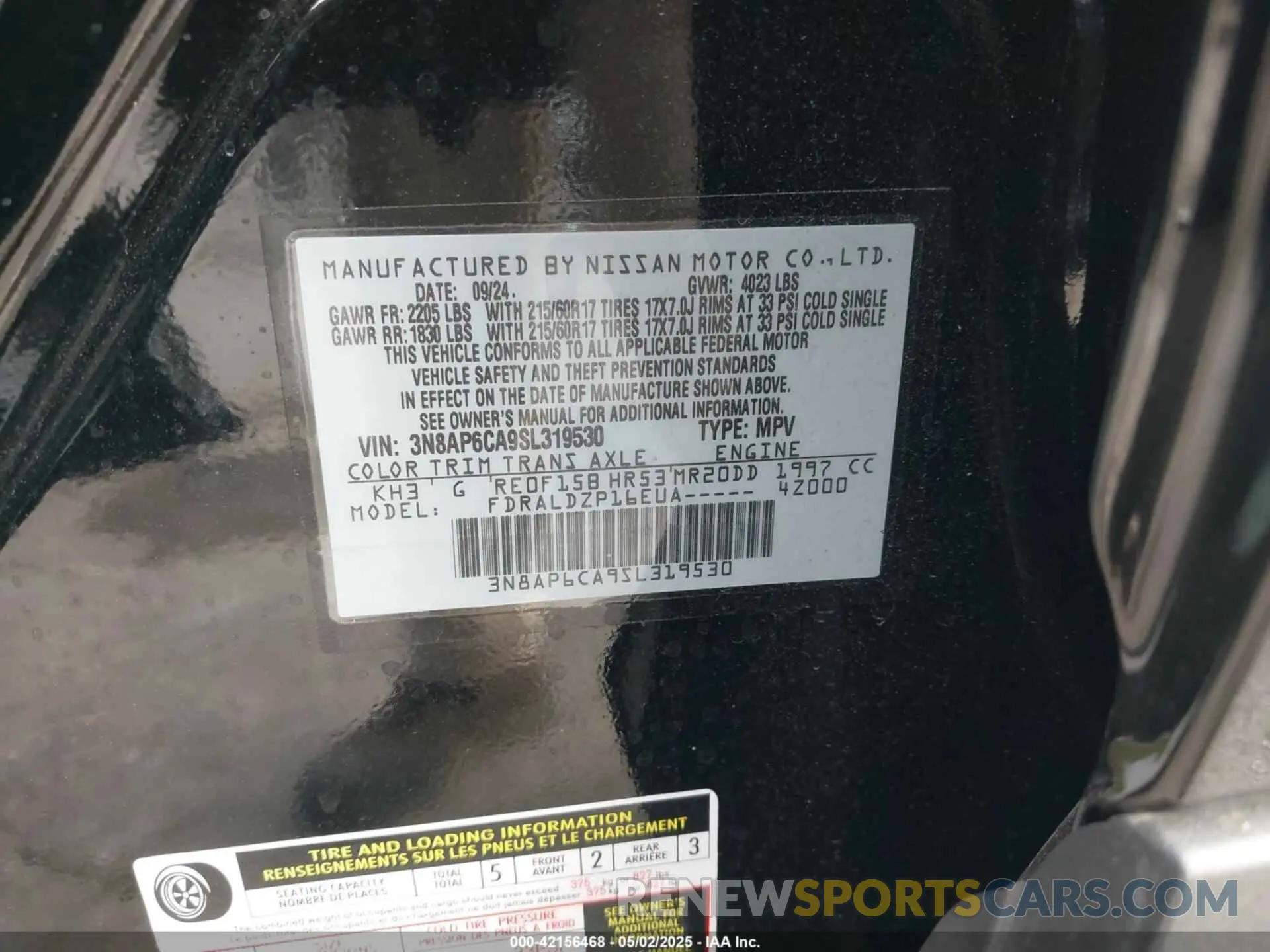 9 Photograph of a damaged car 3N8AP6CA9SL319530 NISSAN KICKS 2025