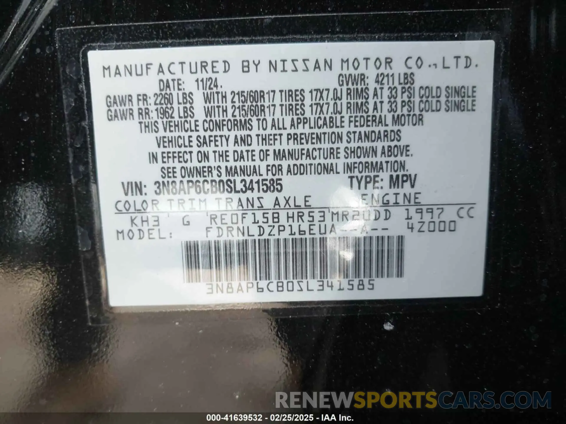 9 Photograph of a damaged car 3N8AP6CB0SL341585 NISSAN KICKS 2025