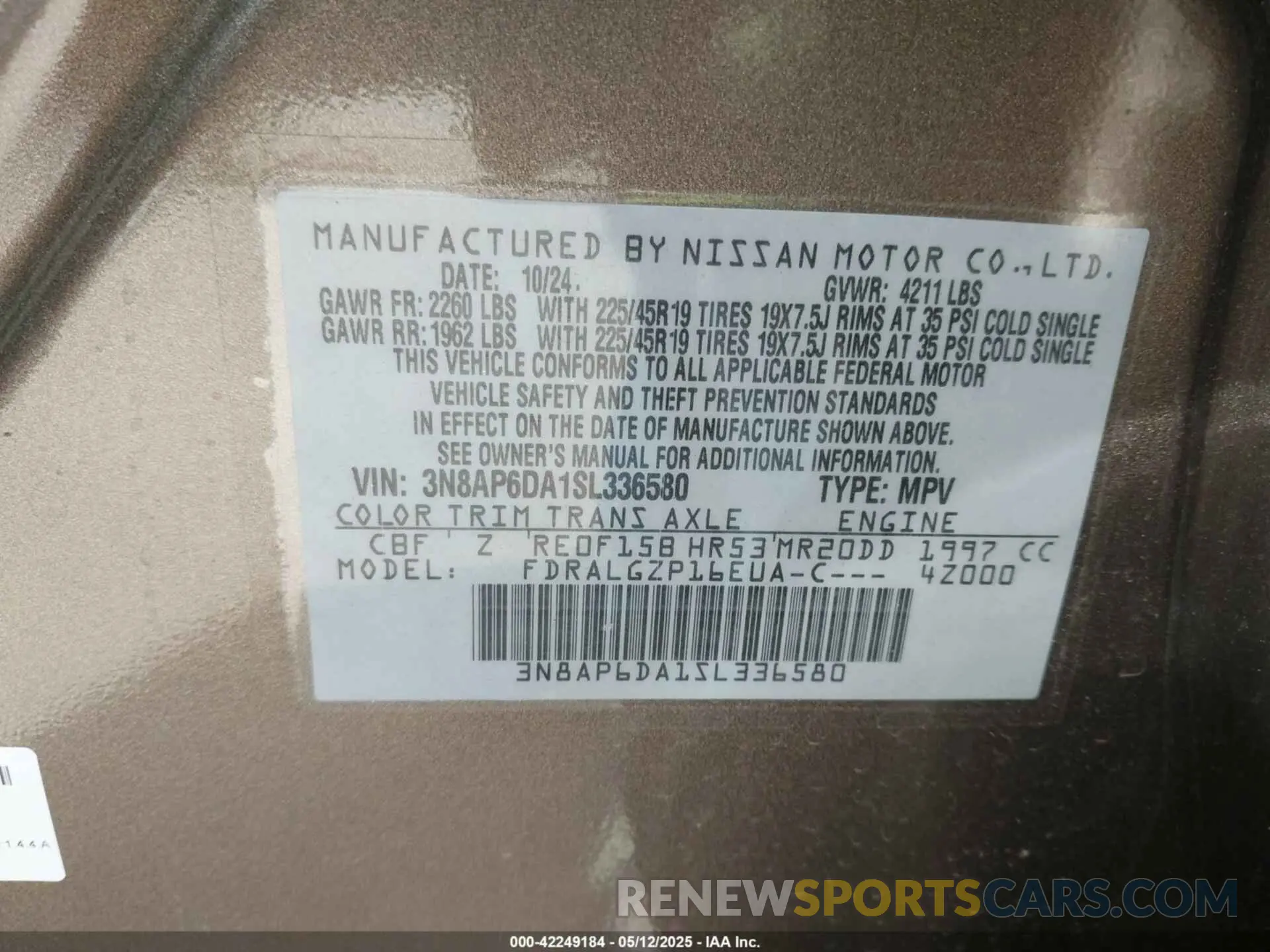 9 Photograph of a damaged car 3N8AP6DA1SL336580 NISSAN KICKS 2025
