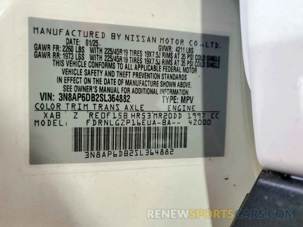 14 Photograph of a damaged car 3N8AP6DB2SL364882 NISSAN KICKS 2025