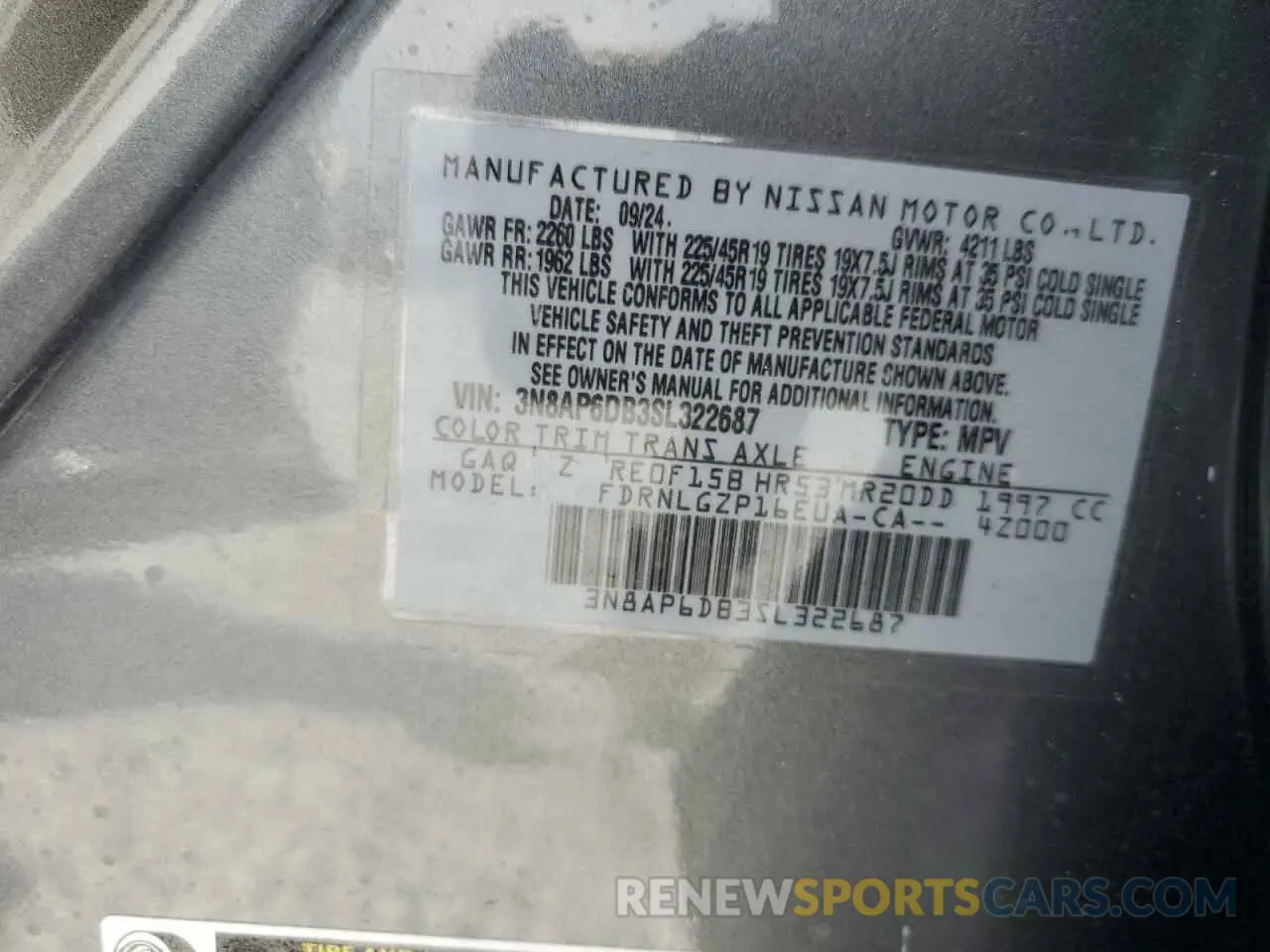 14 Photograph of a damaged car 3N8AP6DB3SL322687 NISSAN KICKS 2025