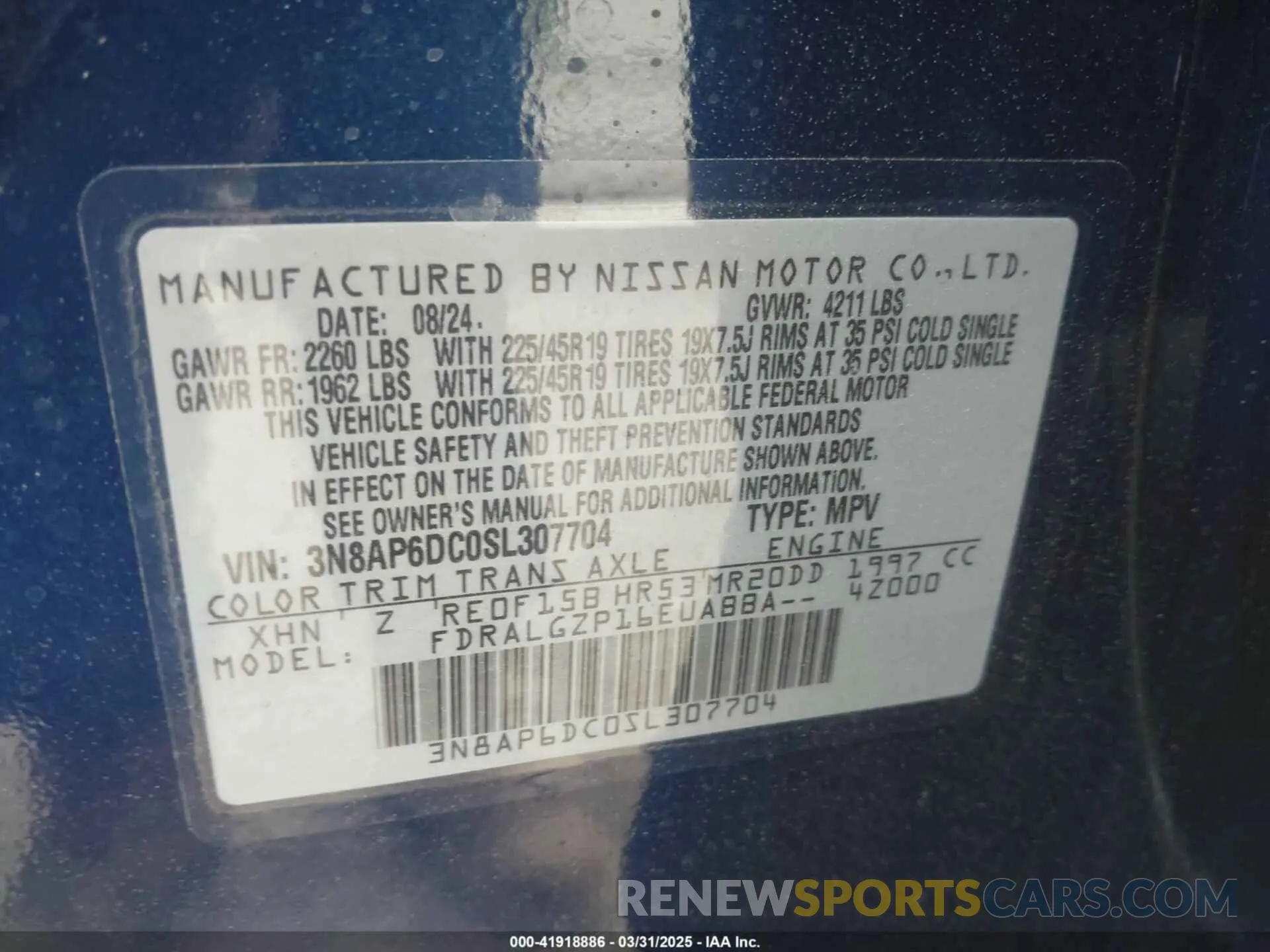 9 Photograph of a damaged car 3N8AP6DC0SL307704 NISSAN KICKS 2025
