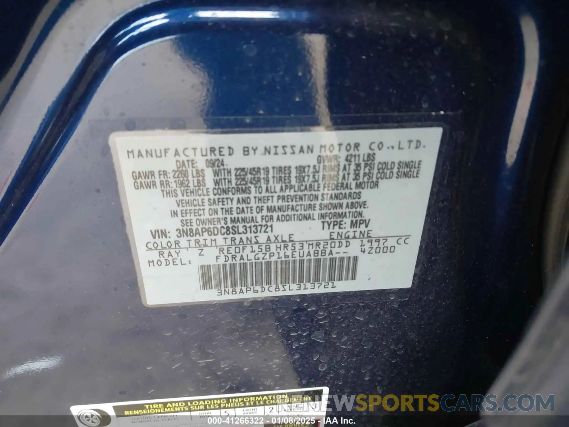 9 Photograph of a damaged car 3N8AP6DC8SL313721 NISSAN KICKS 2025