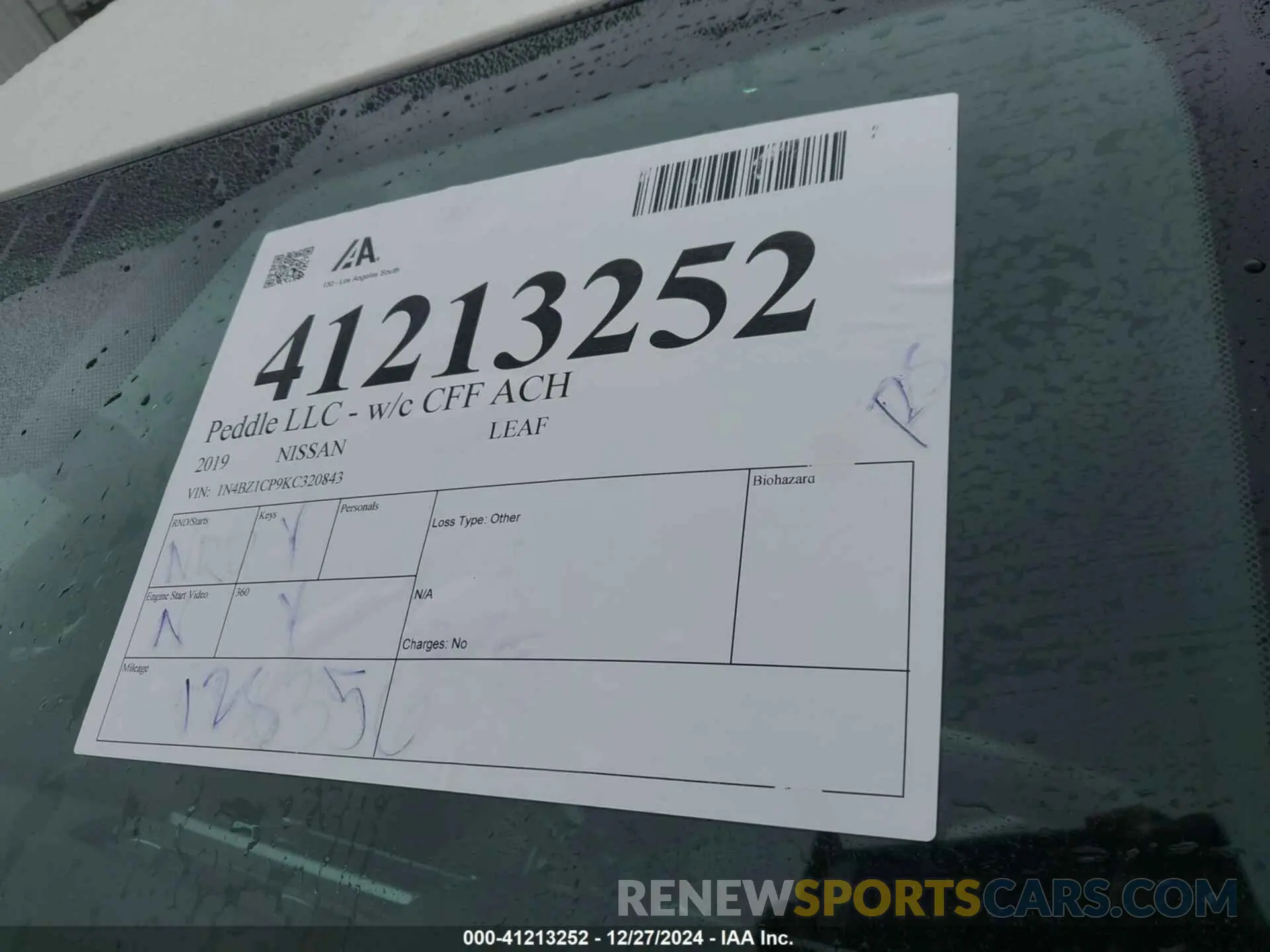 19 Photograph of a damaged car 1N4BZ1CP9KC320843 NISSAN LEAF 2019