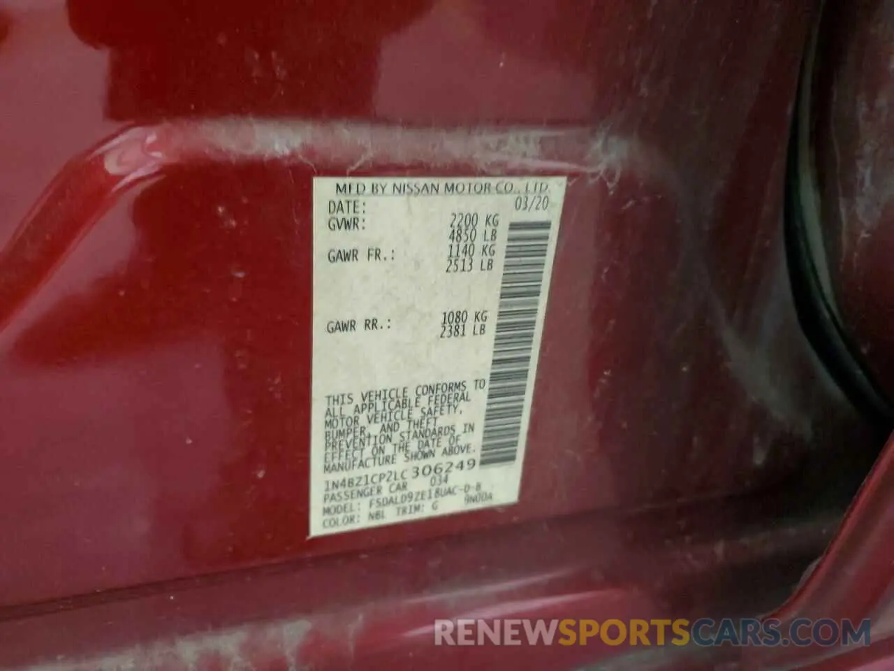 12 Photograph of a damaged car 1N4BZ1CP2LC306249 NISSAN LEAF 2020