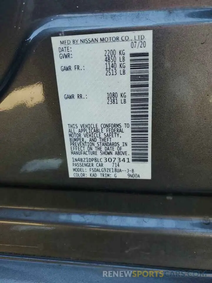 12 Photograph of a damaged car 1N4BZ1DP8LC307341 NISSAN LEAF 2020