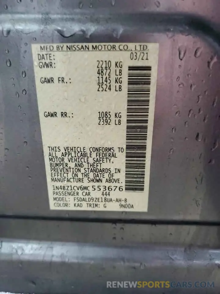 13 Photograph of a damaged car 1N4BZ1CV6MC553676 NISSAN LEAF 2021