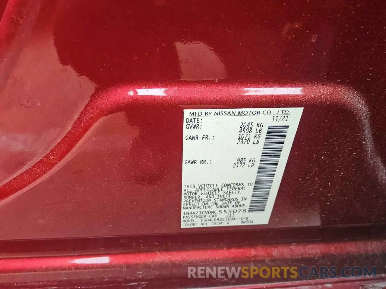 13 Photograph of a damaged car 1N4AZ1CV0NC555078 NISSAN LEAF 2022