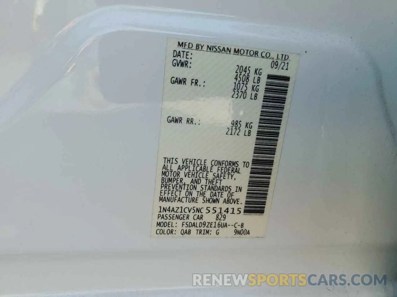 13 Photograph of a damaged car 1N4AZ1CV5NC551415 NISSAN LEAF 2022