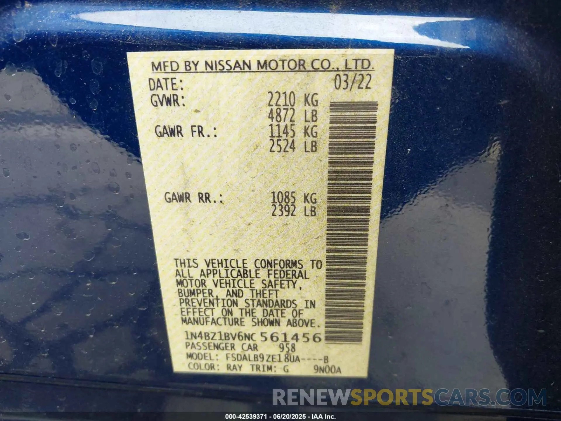 9 Photograph of a damaged car 1N4BZ1BV6NC561456 NISSAN LEAF 2022