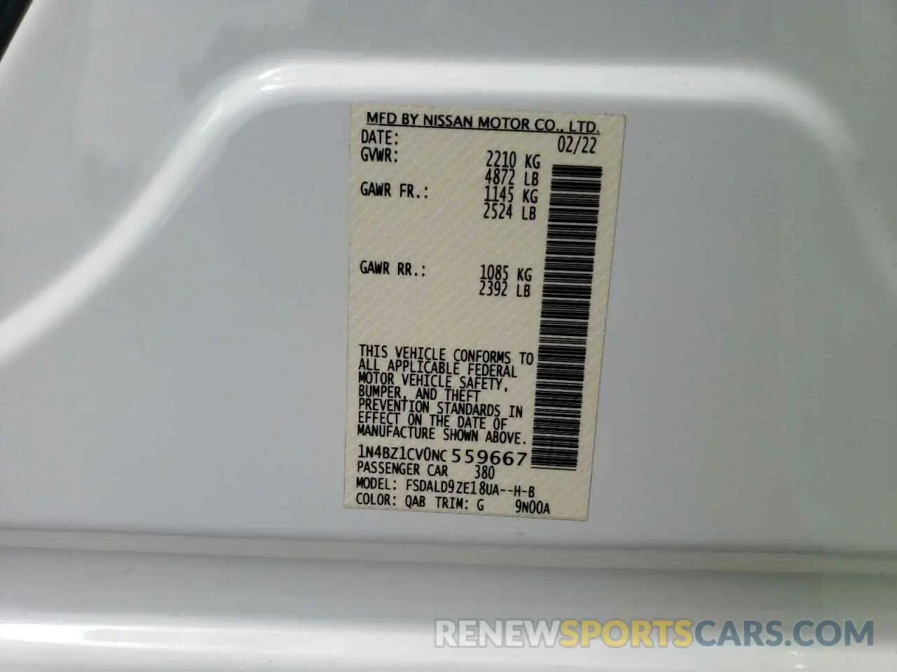 12 Photograph of a damaged car 1N4BZ1CV0NC559667 NISSAN LEAF 2022